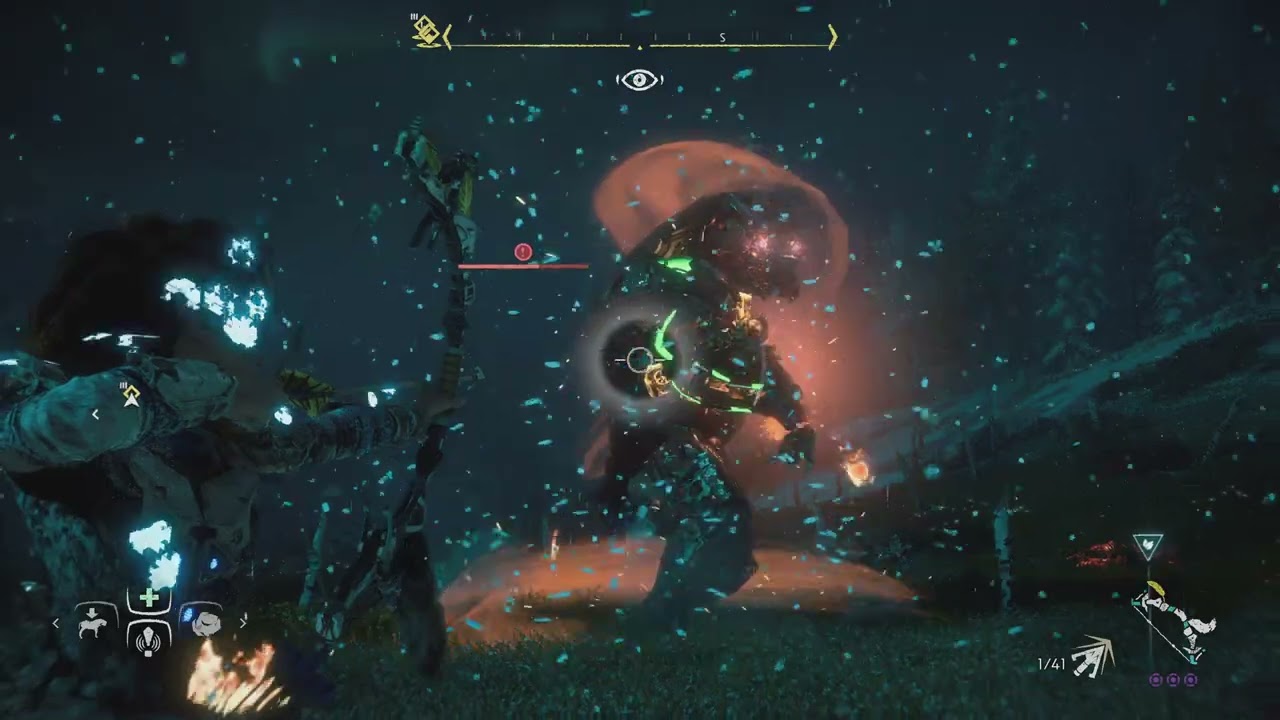 Horizon Zero Dawn Facing a Fireclaw