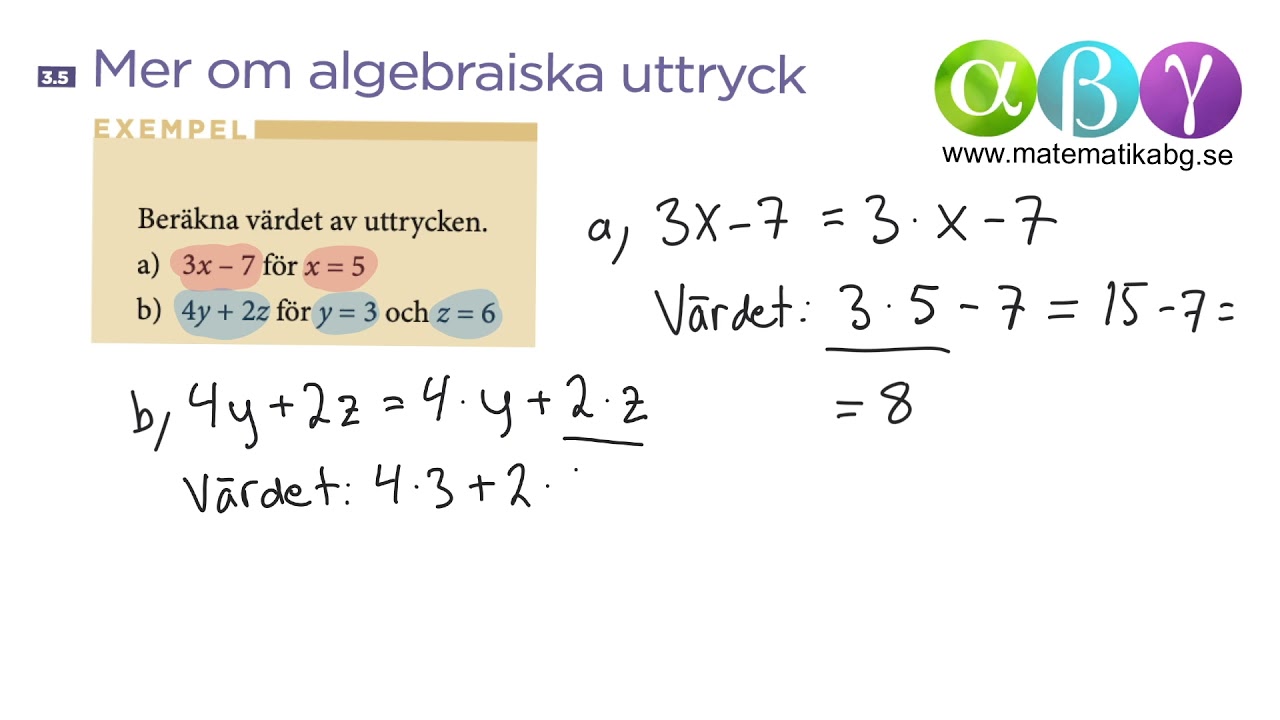 G 3.5 Mer om algebraiska uttryck