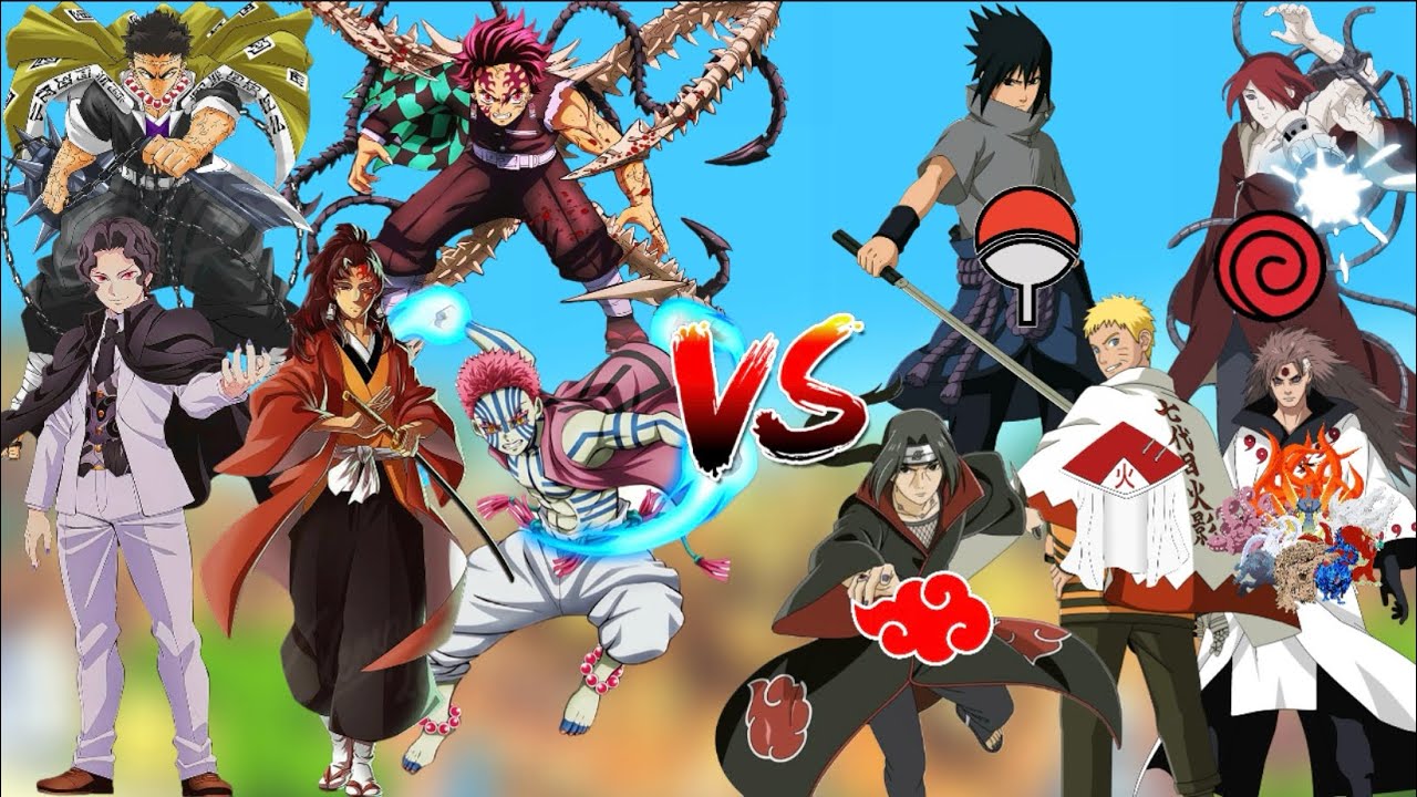 Akaza 🆚 Uzumaki | Gyomei 🆚 Uchiha | Yoriichi 🆚 Jinchuriki | Muzan 🆚 Akatsuki | Tanjiro 🆚 Hokage 