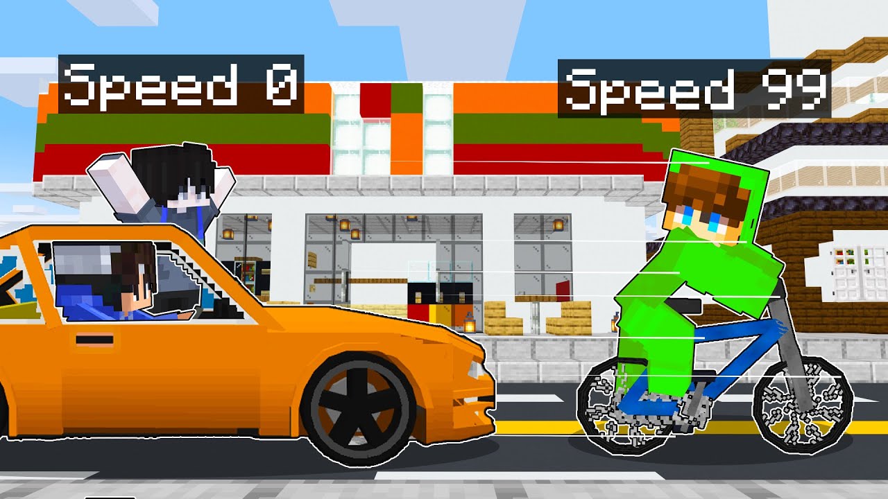Karera ng MUSTANG VS E-BIKE sa OMOCITY - Minecraft PE (Tagalog)