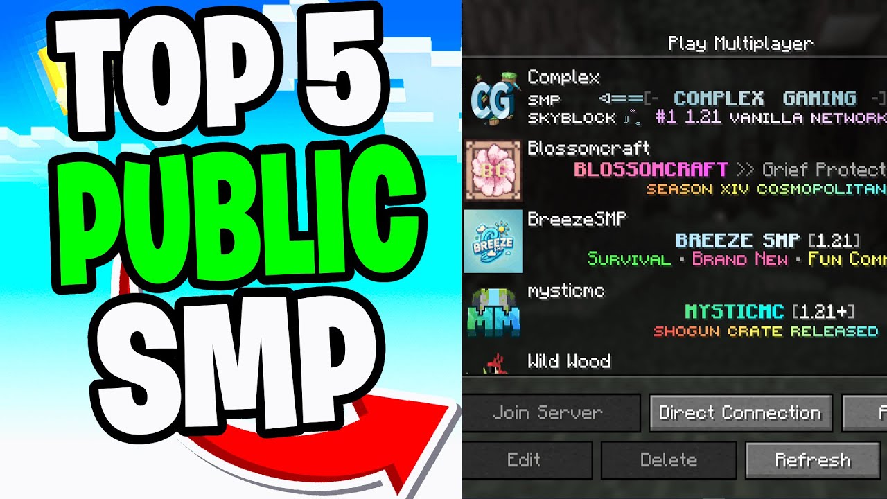 Top 5 Public SMP Server Minecraft 1.21.6! - Java & Bedrock