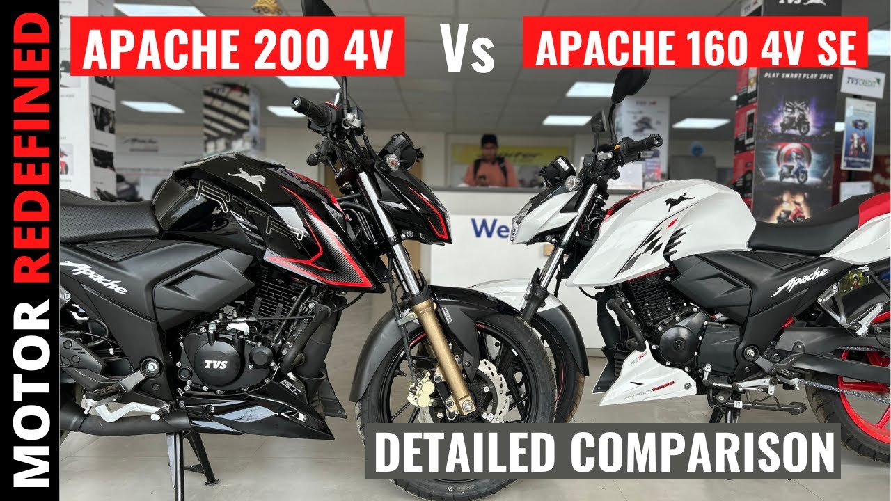 2023 TVS Apache RTR 160 4V SE BS6 Vs TVS Apache RTR 200 4v - Detailed Comparison | Motor Redefined.