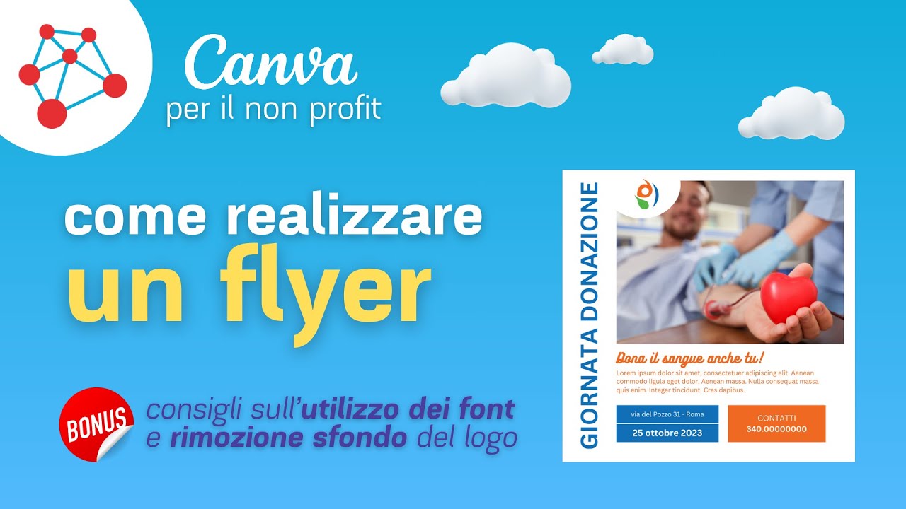 Realizza un flyer con Canva in pochi minuti con gli strumenti magici | Tutorial Canva non profit