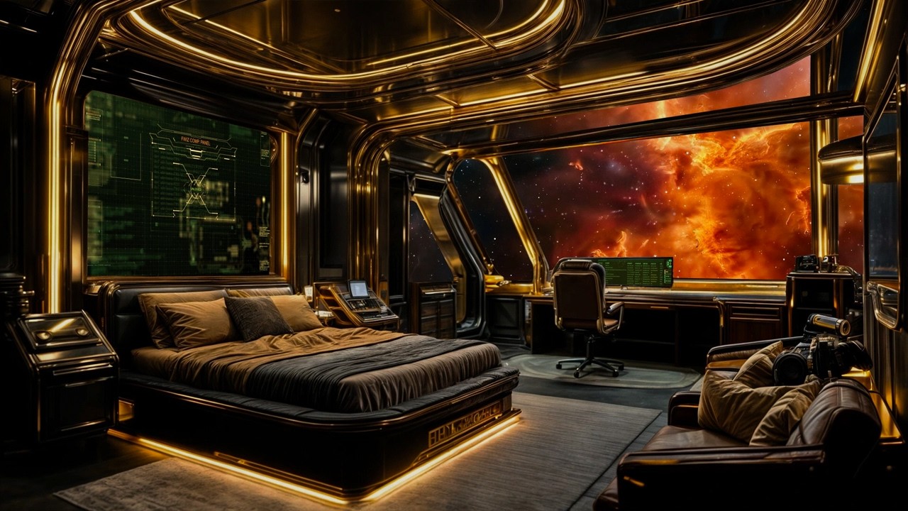 Orbiting Space Bedroom with Cosmic Window | Deep Space Ambience for Sleep, Relax & Focused Study
