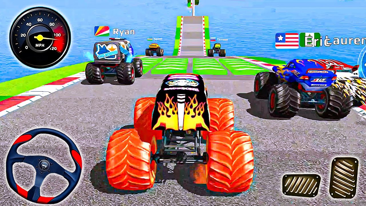 Monster Truck Ramp Race 3D - Stunt Monster Truck Mega Ramp Car Racing - Android GamePlay