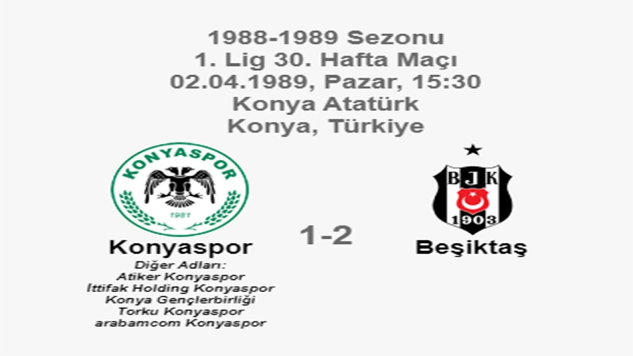 Konyaspor 1-2 Beşiktaş [HD] 02.04.1989 - 1988-1989 Turkish 1st League Matchday 30