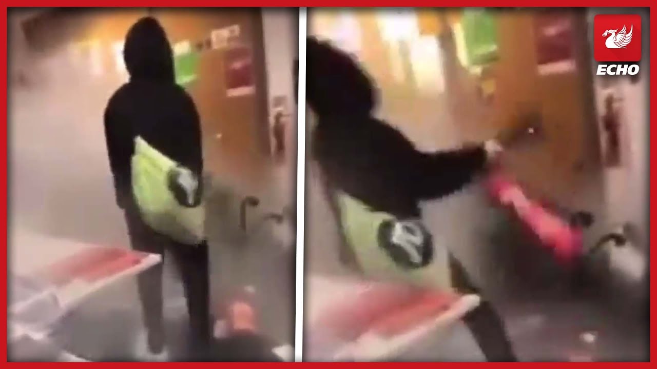 Laughing kids say 'smash that computer' as they destroy school room