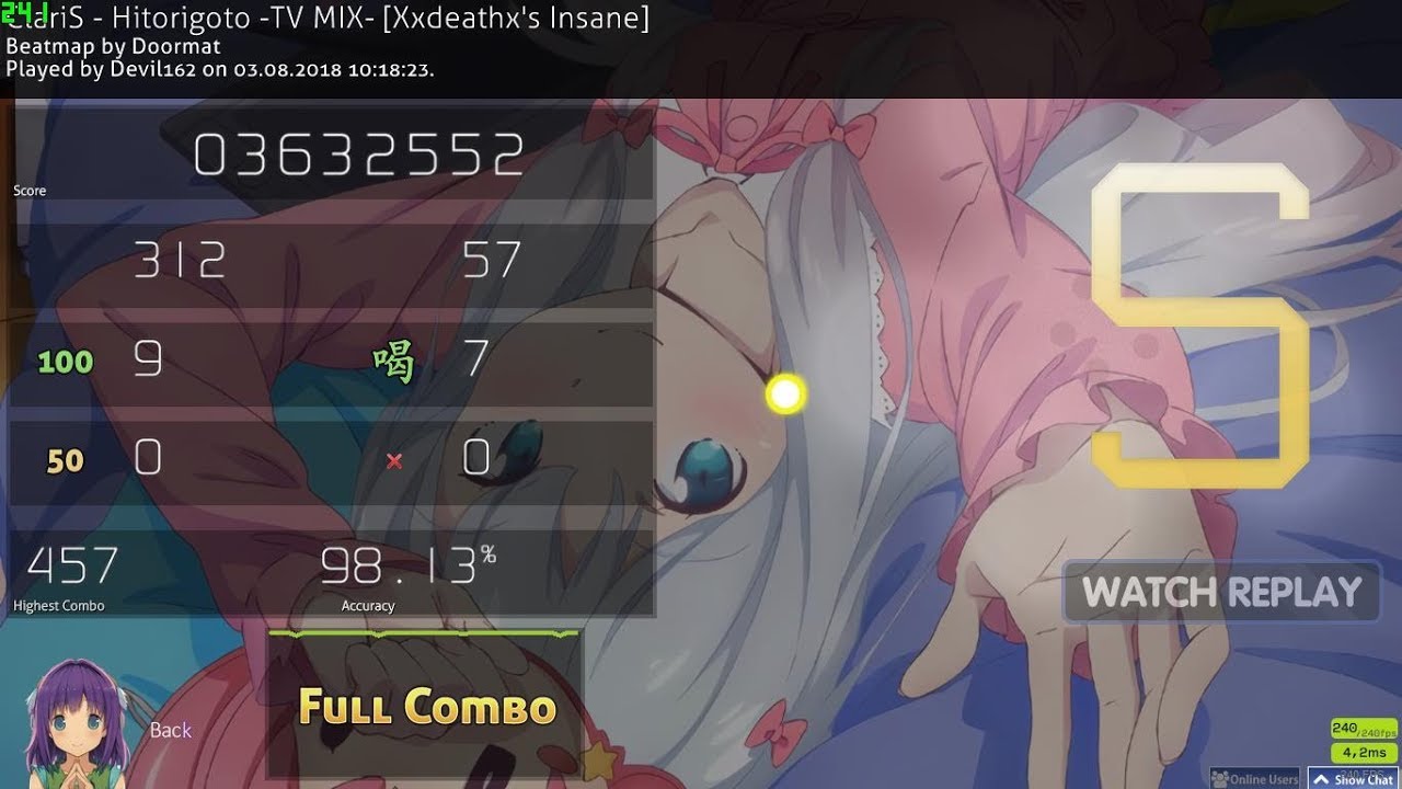 osu! ClariS - Hitorigoto -TV MIX- [Xxdeathx's Insane] 5* FC