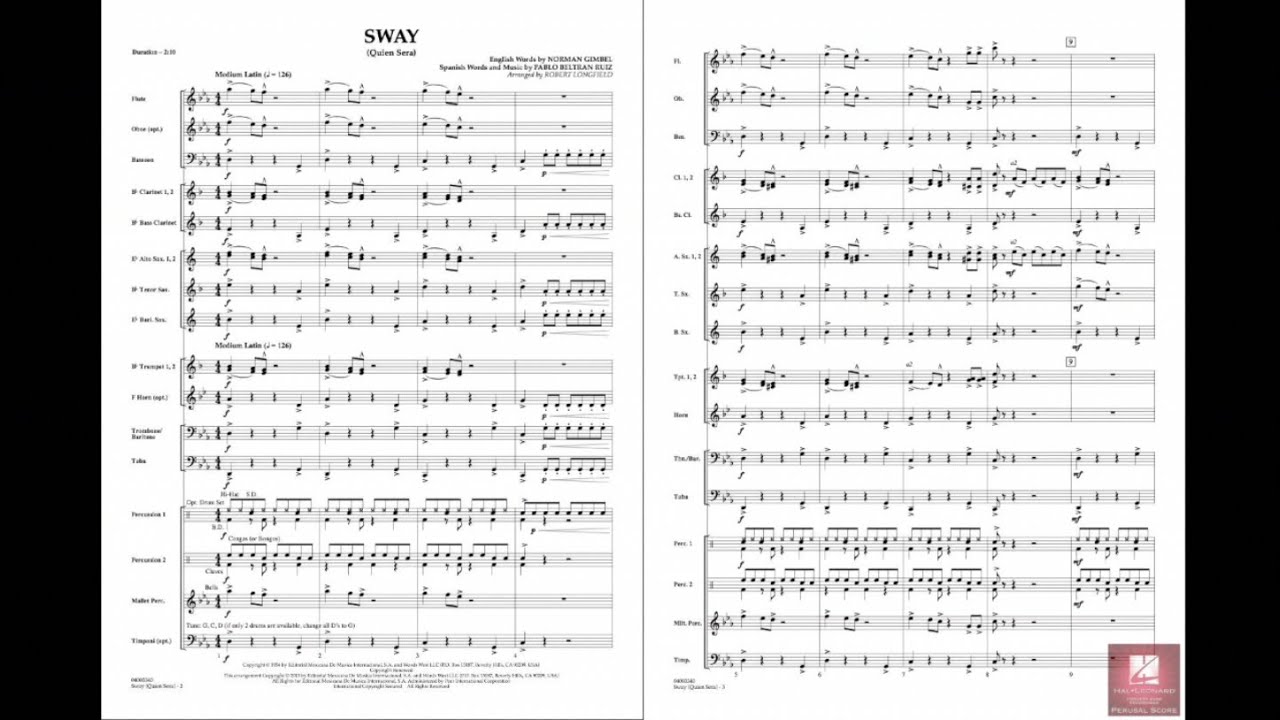 Sway (Quien Será) arranged by Robert Longfield