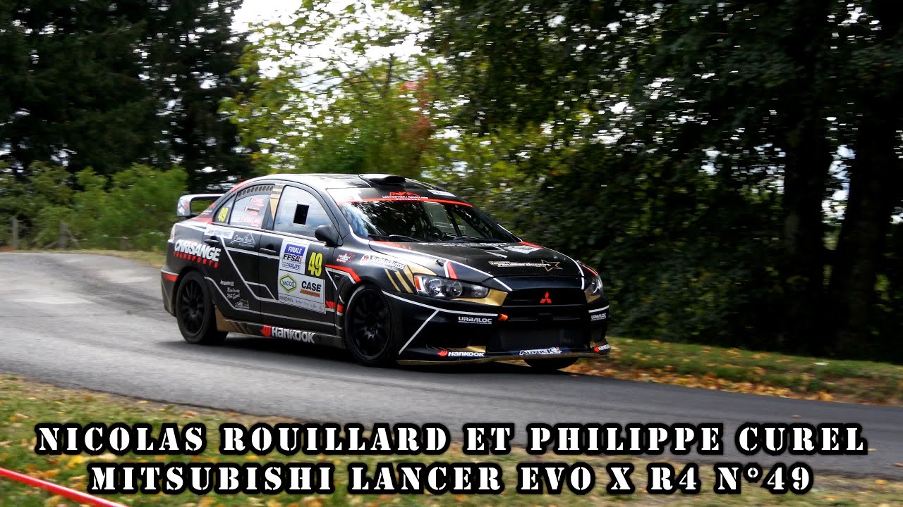 Finale coupe France Rallyes 2023 Ambert Mitsu Lancer Evo X R4 N°49 Nicolas ROUILLARD Philippe CUREL