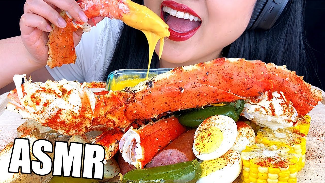 ASMR KING CRAB + CHEESY SAUCE SEAFOOD BOIL MUKBANG *MESSY EATING* 치즈 먹방 (Eating Sounds) | ASMR Phan