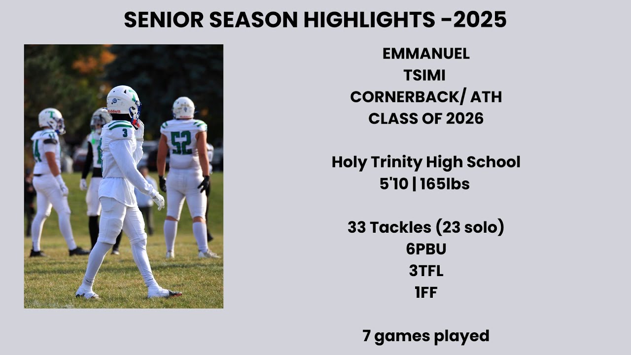 Emmanuel Tsimi | Senior Season Highlights 2025 | CB / ATH | Class of 2026