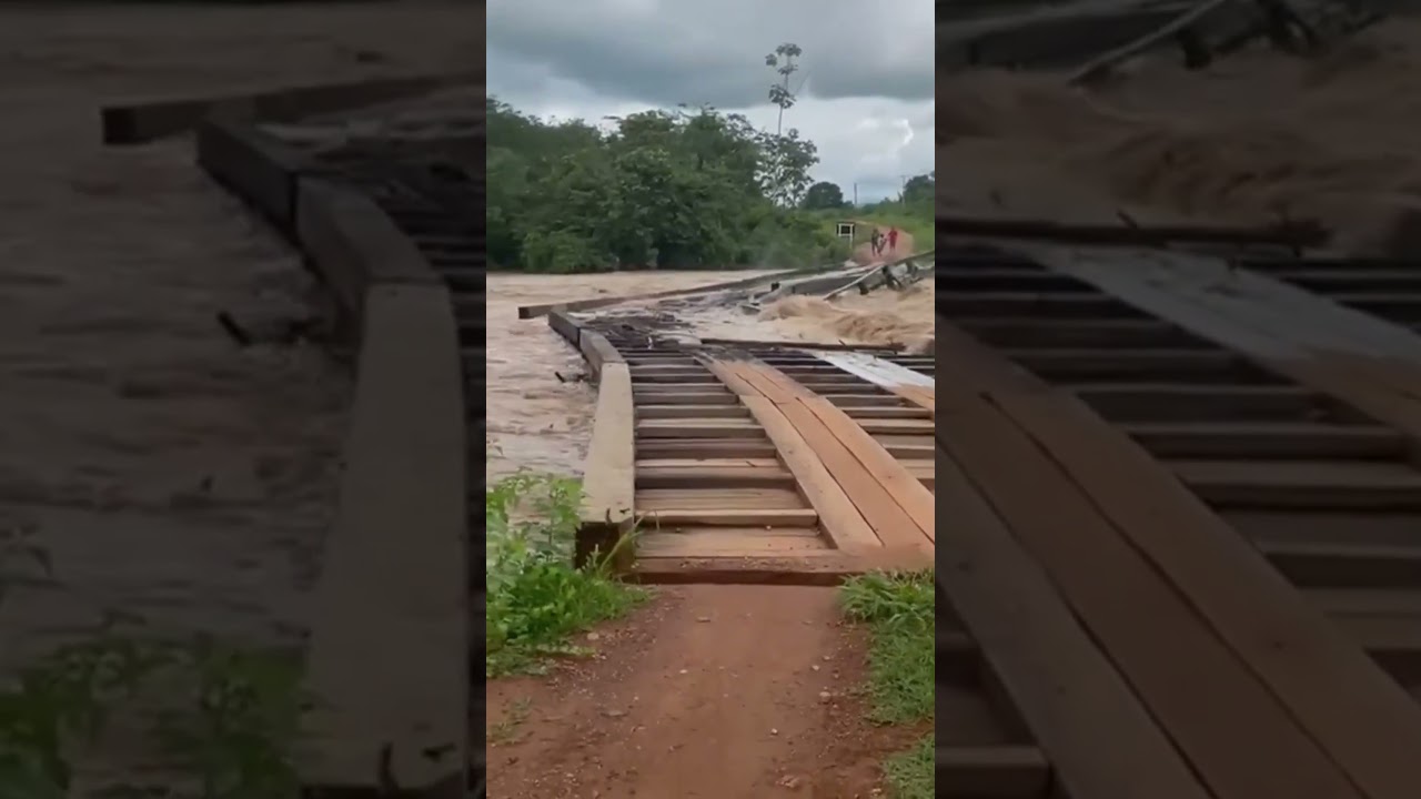Flash floods wash away wooden bridge