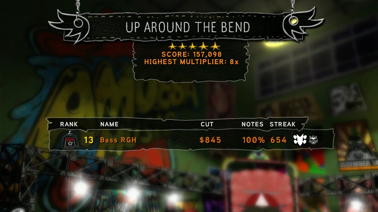 Guitar Hero: World Tour FC "Up Around the Bend" on Bass (157,098)