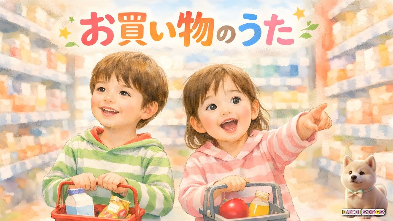 おかいもののうた 🥐🐟🍓｜パン・おさかな・フルーツ｜おつかいごっこ絵本みたいなキッズソング（3分30秒）