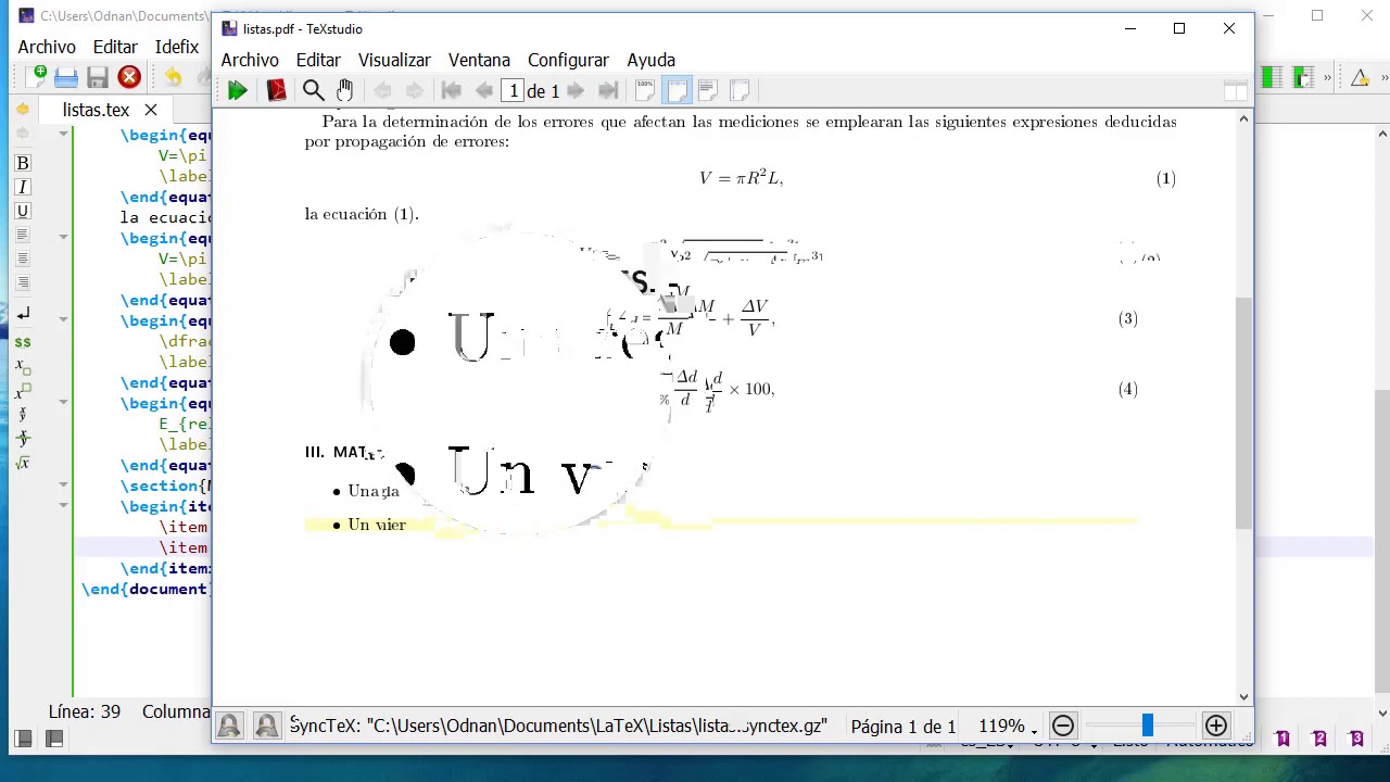 Uso de vi&ntilde;etas y enumeraci&oacute;n en listas LaTeX