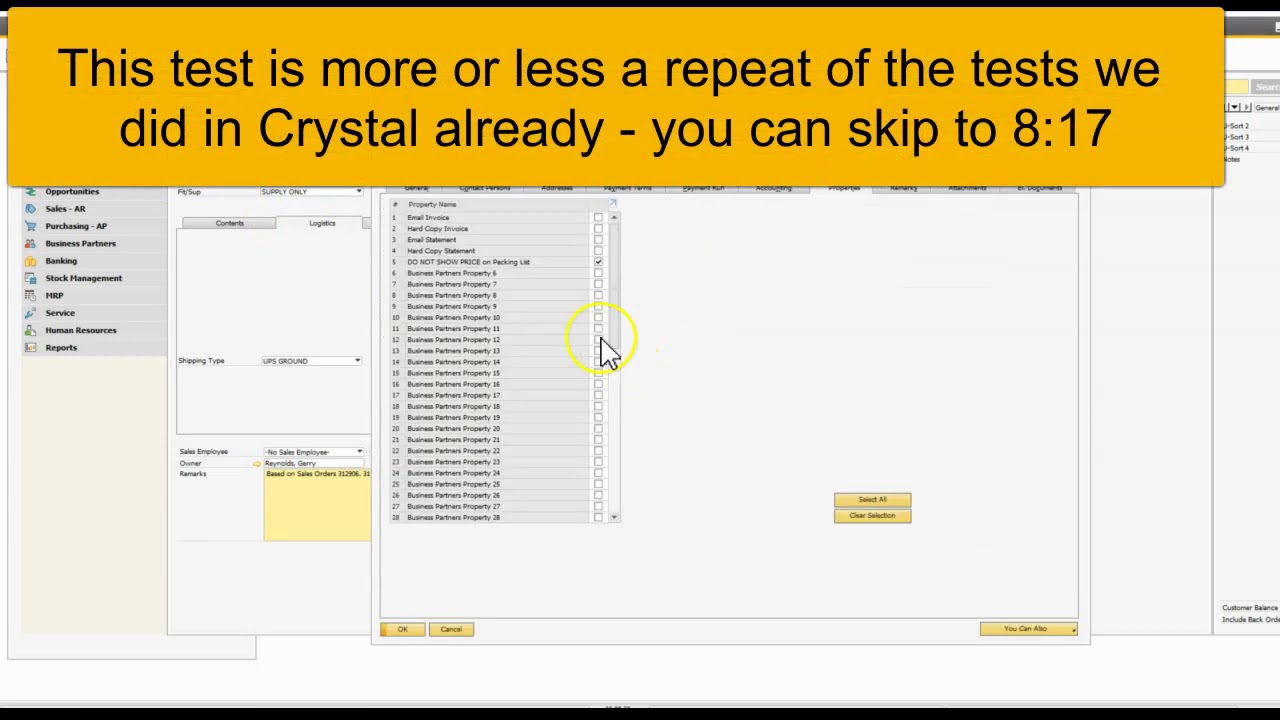 SAP B1 Crystal Report/Document Layout