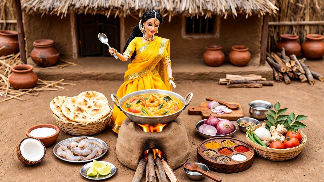 Miniature Doll Makes Paneer Butter Masala & Garlic Naan 🧈🧀🫓 | Indian Village Tiny Kitchen ASMR