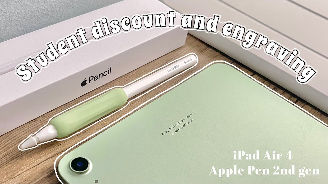 🥑 ASMR Unboxing iPad Air 4 green (2020) & Apple Pencil 2nd Gen 🌥| Education Pricing+Free Engraving