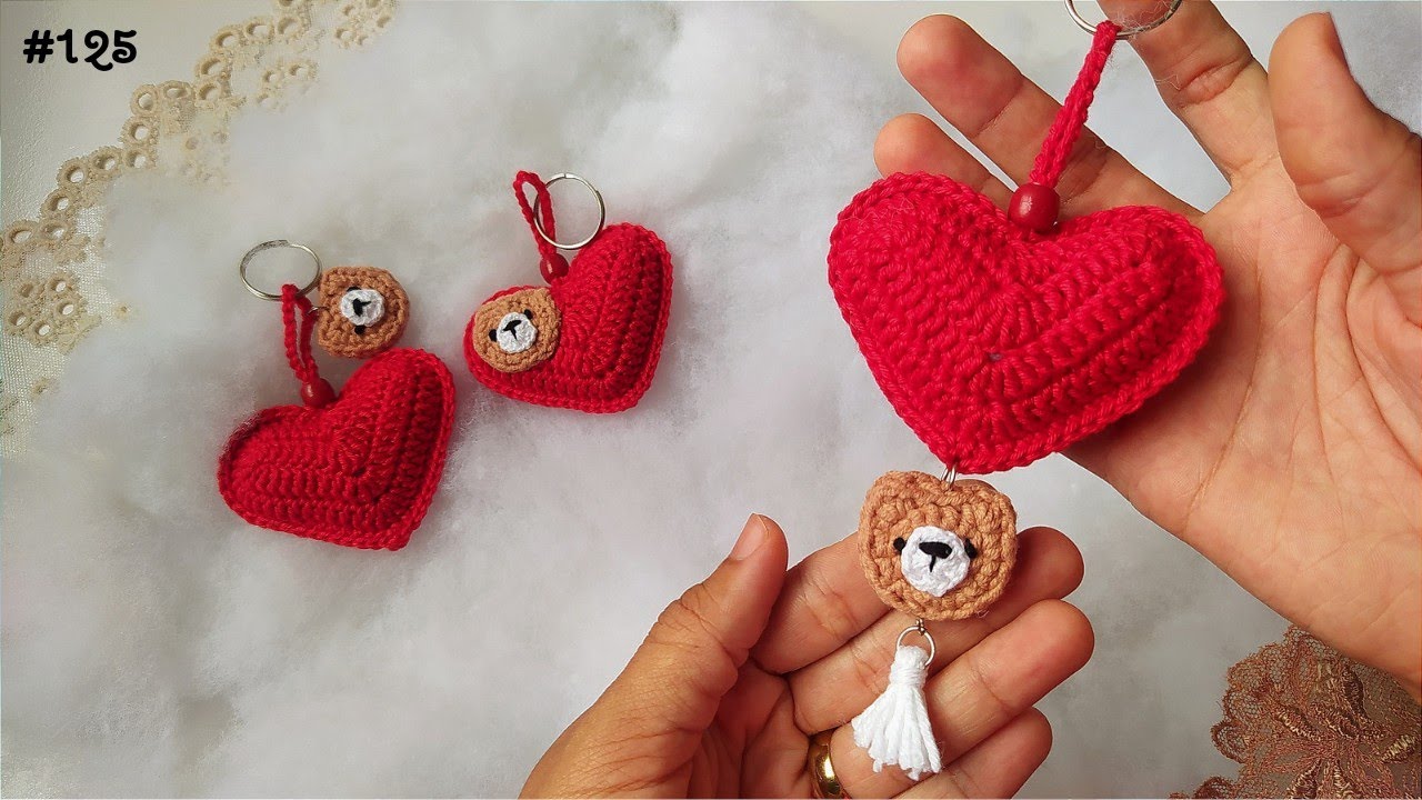 вязаный брелок сердечко - лучший сувенир для любимого человека! ❤️🐻 (с субтитрами)