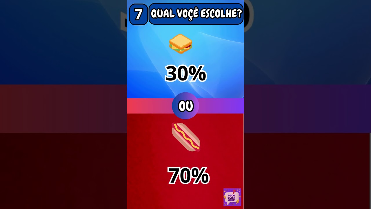 QUIZ QUAL VOÇE PREFERE COMIDA GOSTAS 