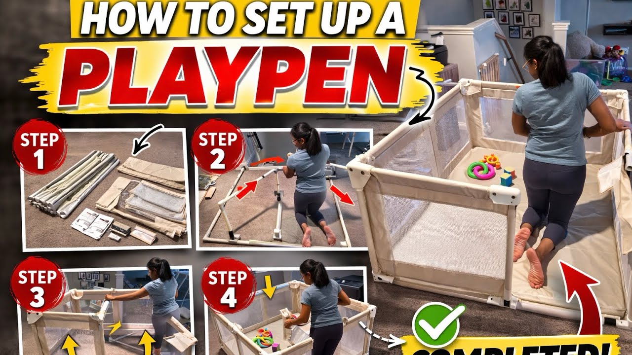 Putting the playpen together for our son!!! 