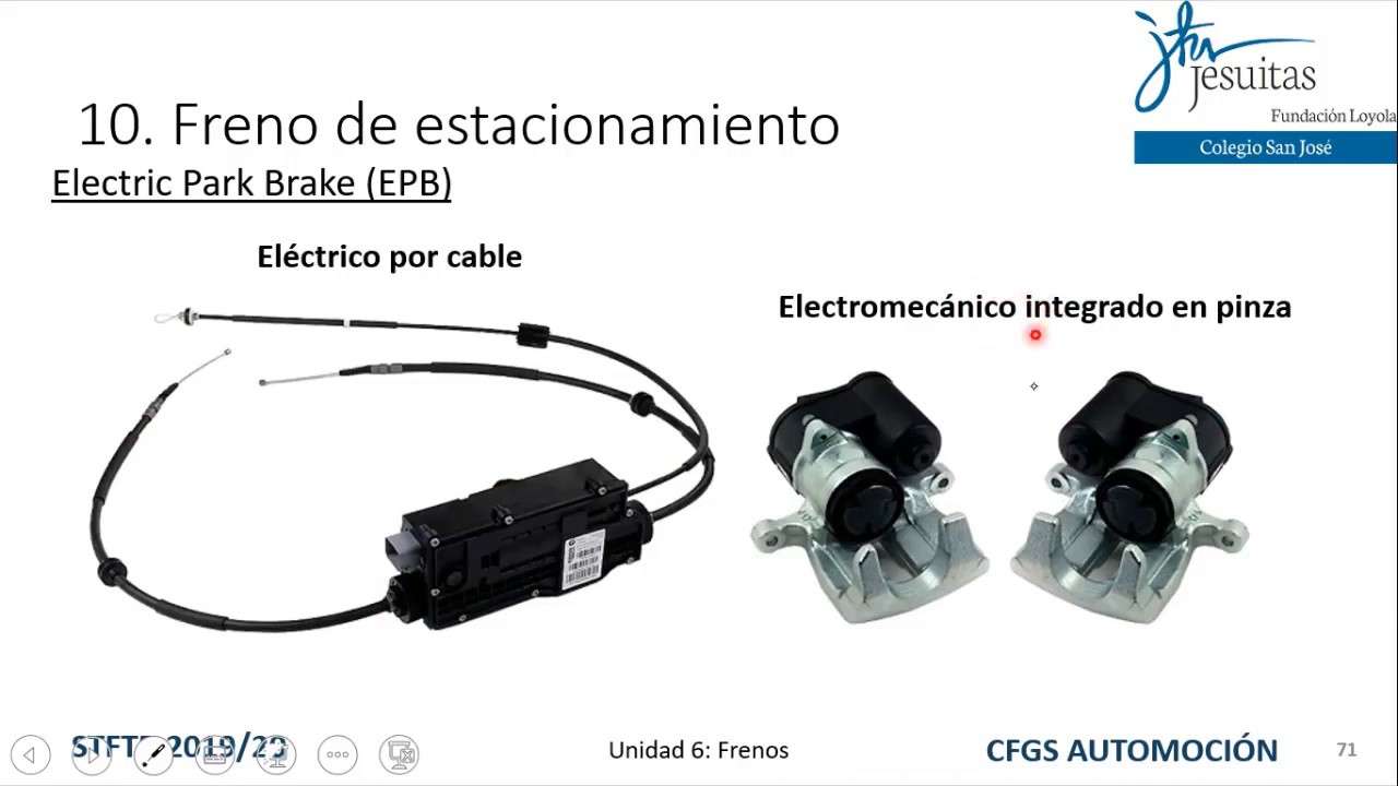 Freno de estacionamiento (Freno de mano). Convencional y eléctrico (EPB).