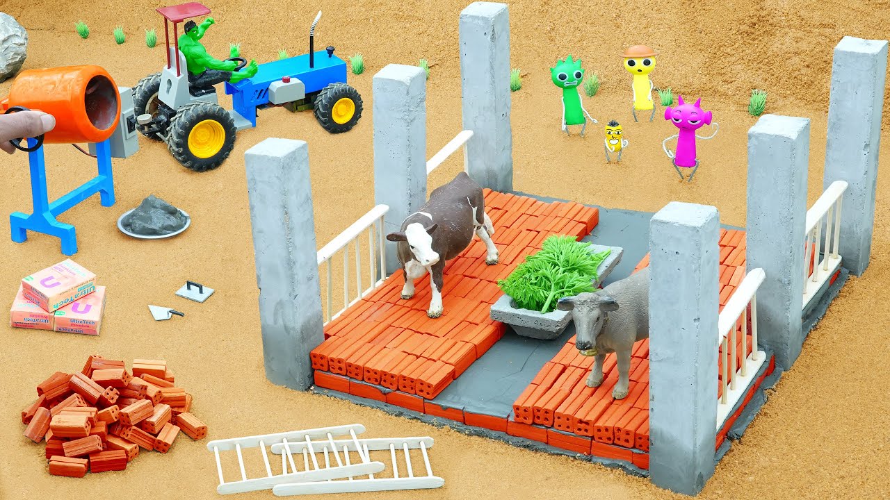 DIY Miniature Cow Shed with Bricks and Cement | Easy Science Projects