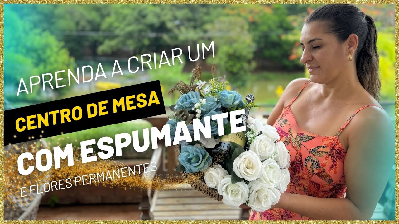 Aprenda a Criar um Centro de Mesa com uma Garrafa de Espumante e Flores Permanentes.