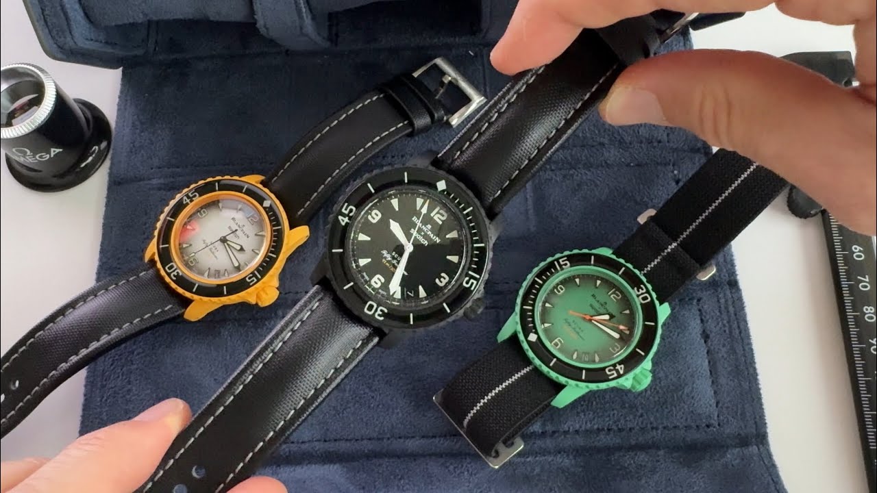 Swatch x Blancpain FiftyFathoms Ocean of Storms with Artem Sailcloth strap