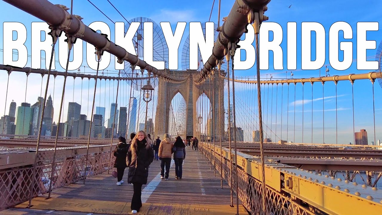 ⁴ᴷ Walking Across the Brooklyn Bridge in New York City 2022 & Explore DUMBO Brooklyn, NYC