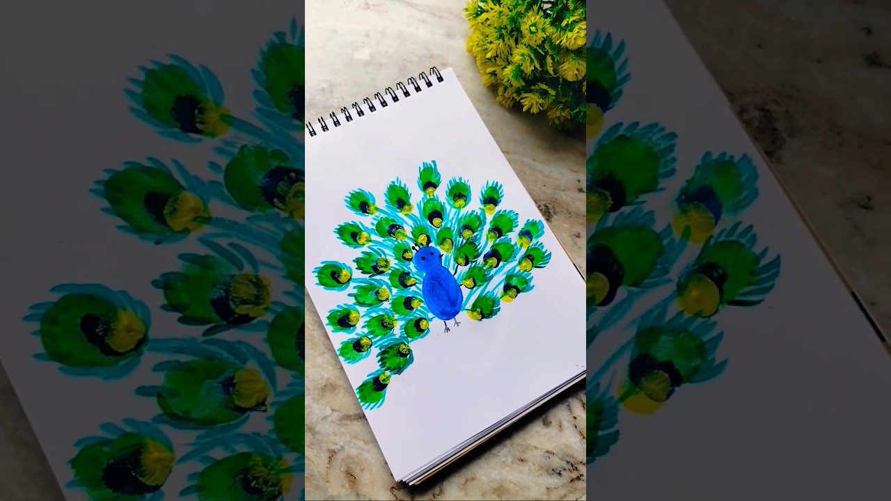 DIY peacock painting with finger😍😍||#youtubeshorts #viral #shortvideo #viralvideo #shorts #diy
