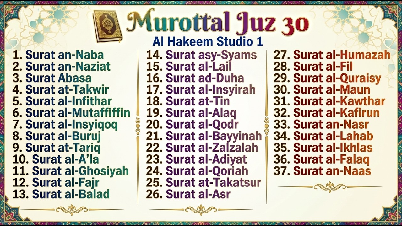 Murottal Juz ‘Amma Lengkap | Bacaan Al-Qur’an Merdu Penentram Hati