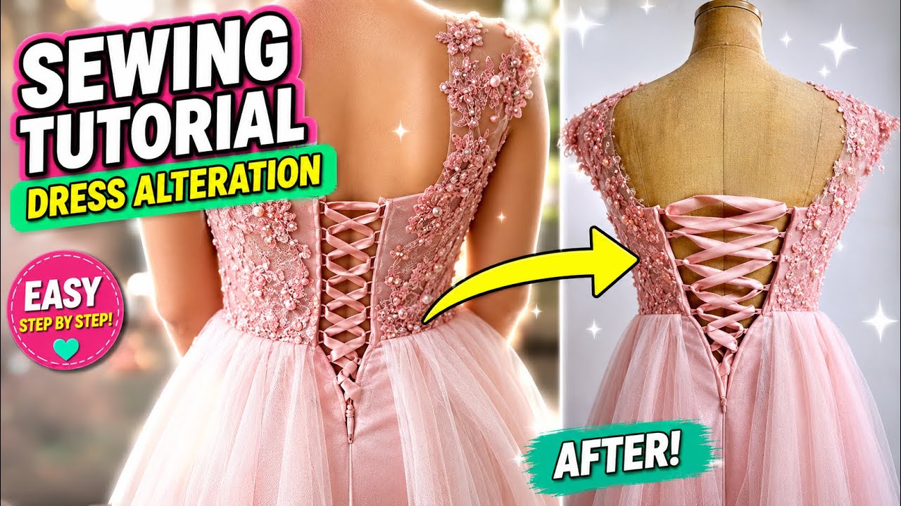 🧵 Sewing Another Lace Up Prom Dress × Zipper to Lace Up Sewing Alteration × Sewing Tutorial