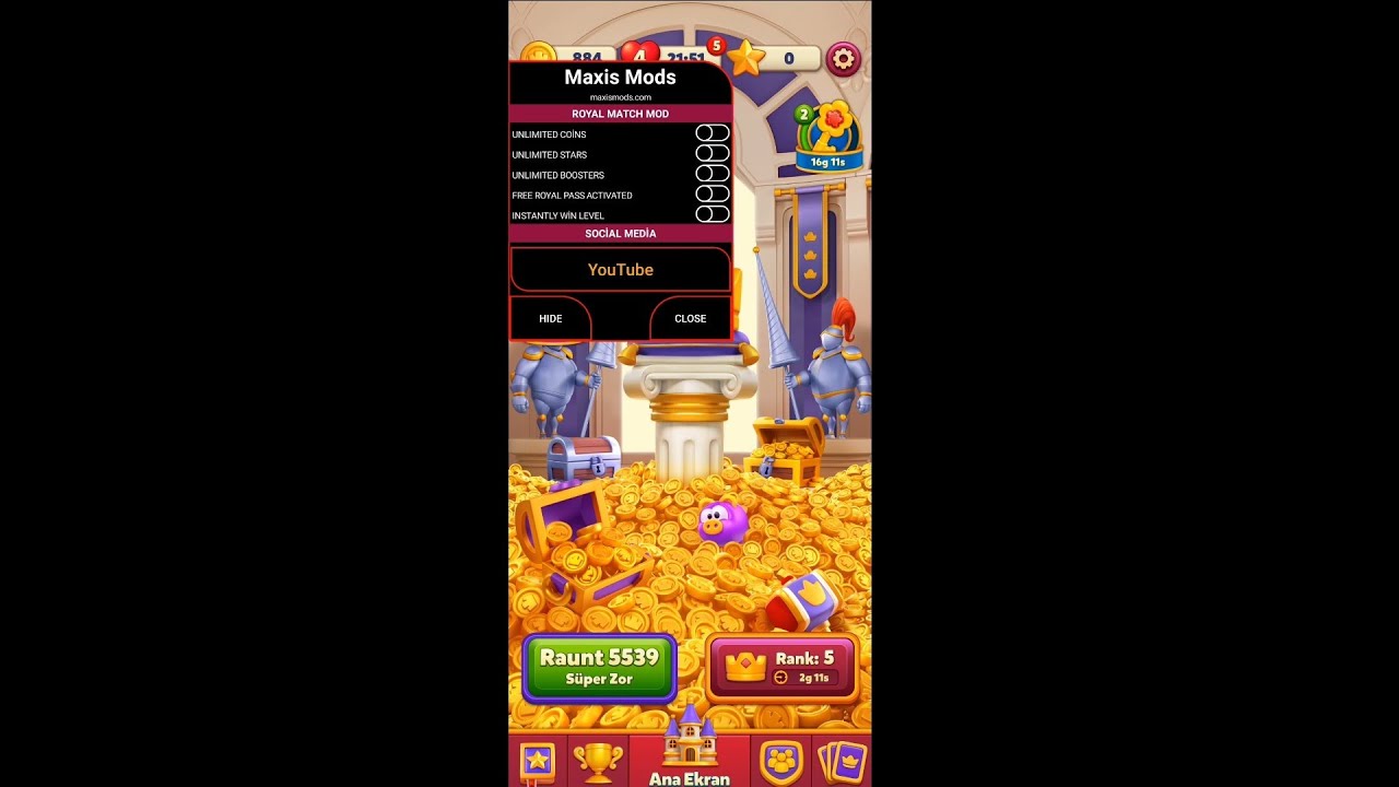 Royal Match Hack/Mod APK Unlimited Coins & Stars & Boosters &  Win Level Andorid Mod Menu Gameplay