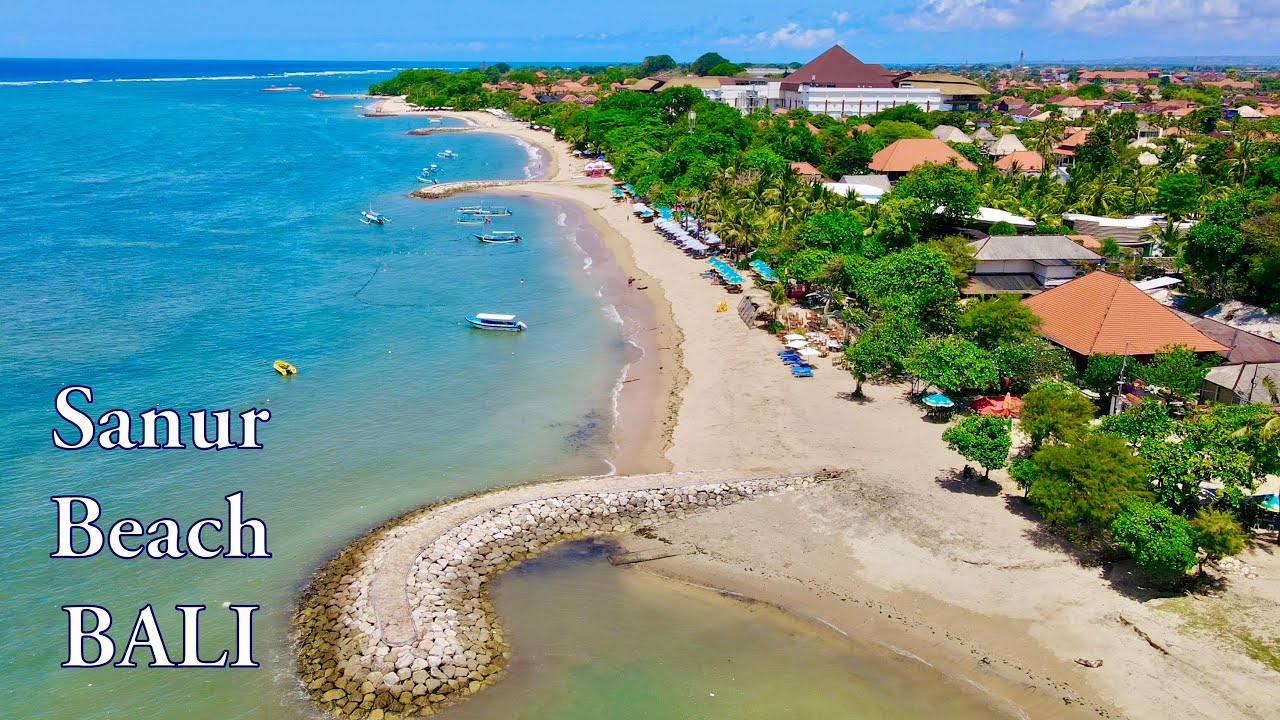 Пляж Санур, Бали &ndash; вид с дрона (4K)
