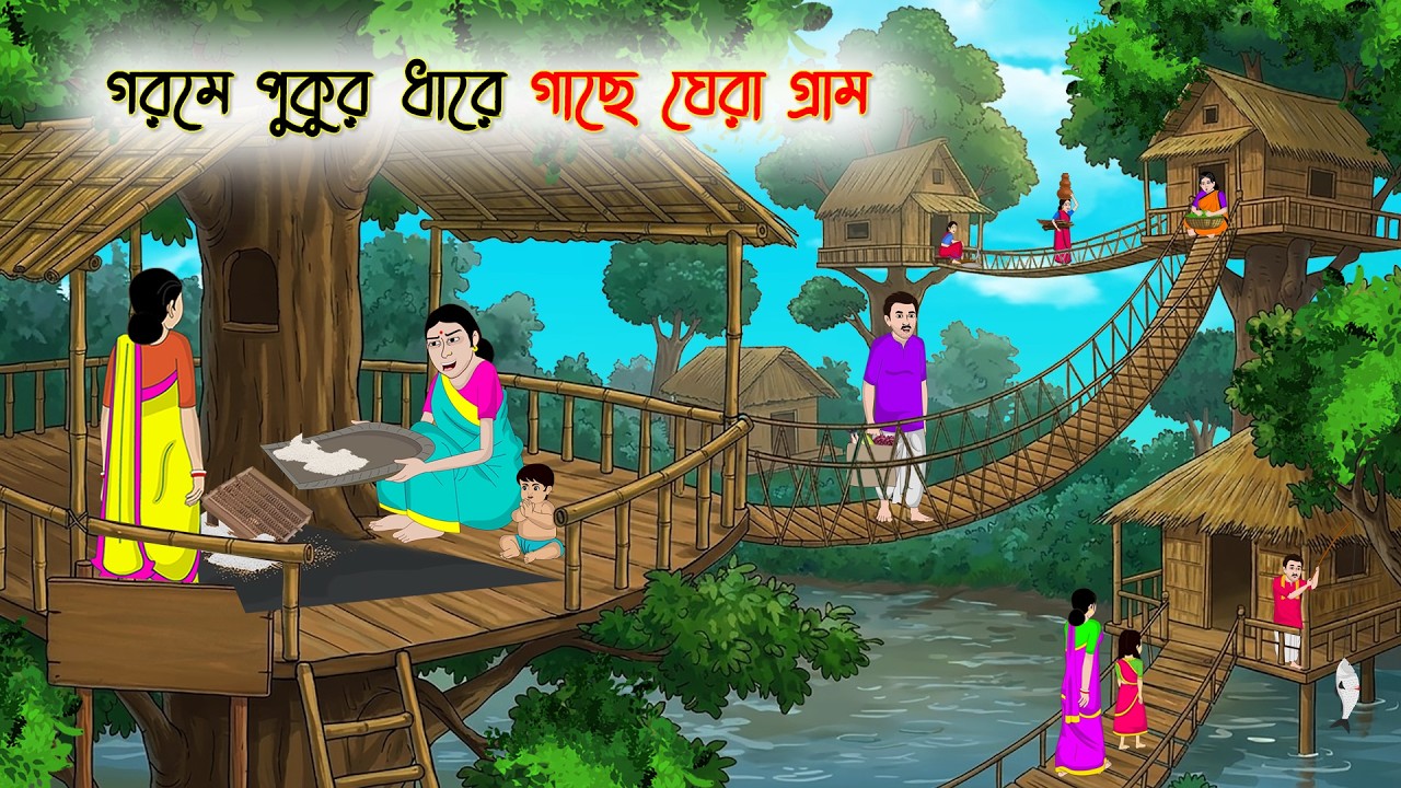 গরমে পুকুর ধারে গাছে ঘেরা গ্রাম | Rupkothar Golpo | Thakurmar Jhuli | Bangla Cartoon