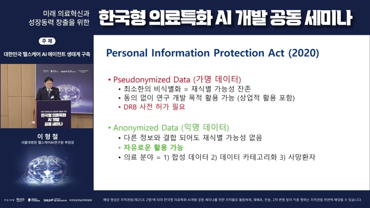 한국형 의료특화 AI 개발 공동 세미나(서울대병원 헬스케어AI연구원 이형철 부원장 발표)
