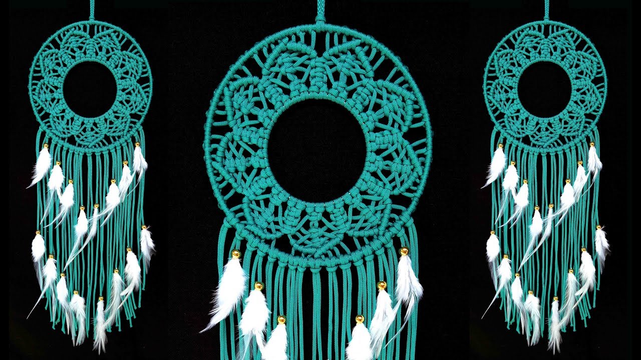 How to Make Square Knot Pattern Macrame Wall Hanging - DIY Macrame Dream Catcher