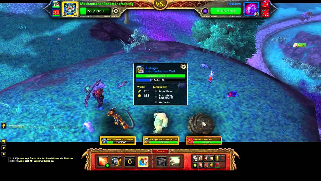Großmeistertierzähmerin Ashlei Schattenmondtal im Haustierkampf mit 2 Levelpets besiegen