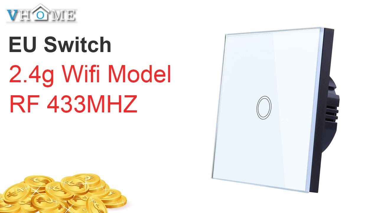 VHOME wifi/RF433 wireless wall touch switch can link EV1527 remote control for sonoff app