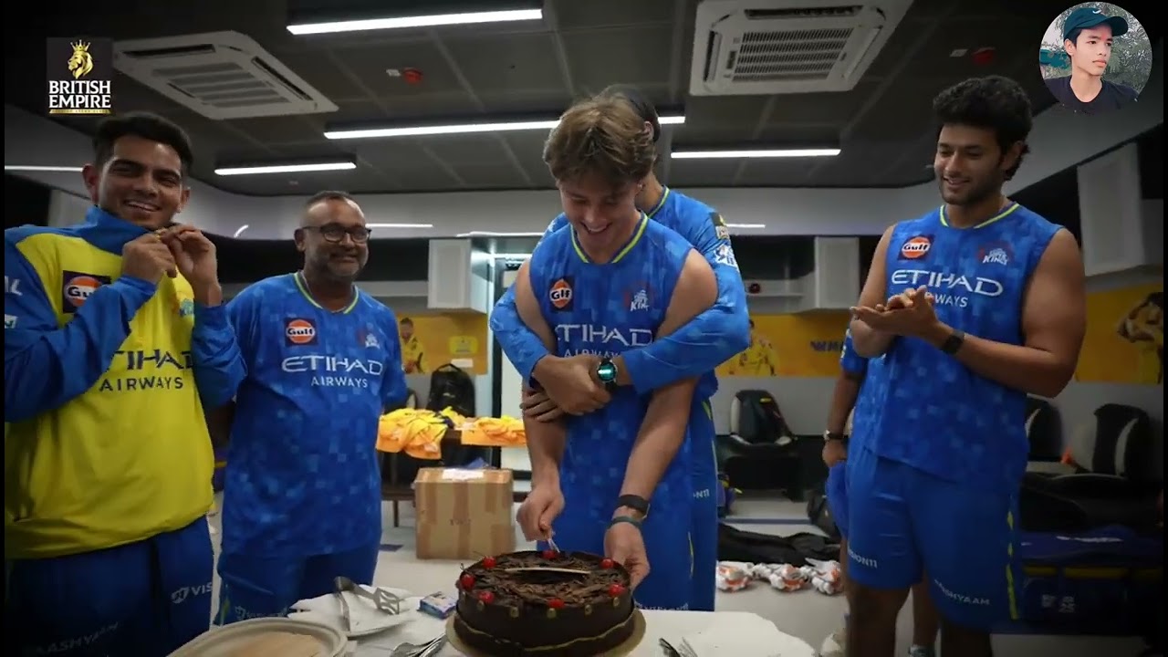 Dewald Brewis Birthday Celebration in CSK dressing room with MS dhoni