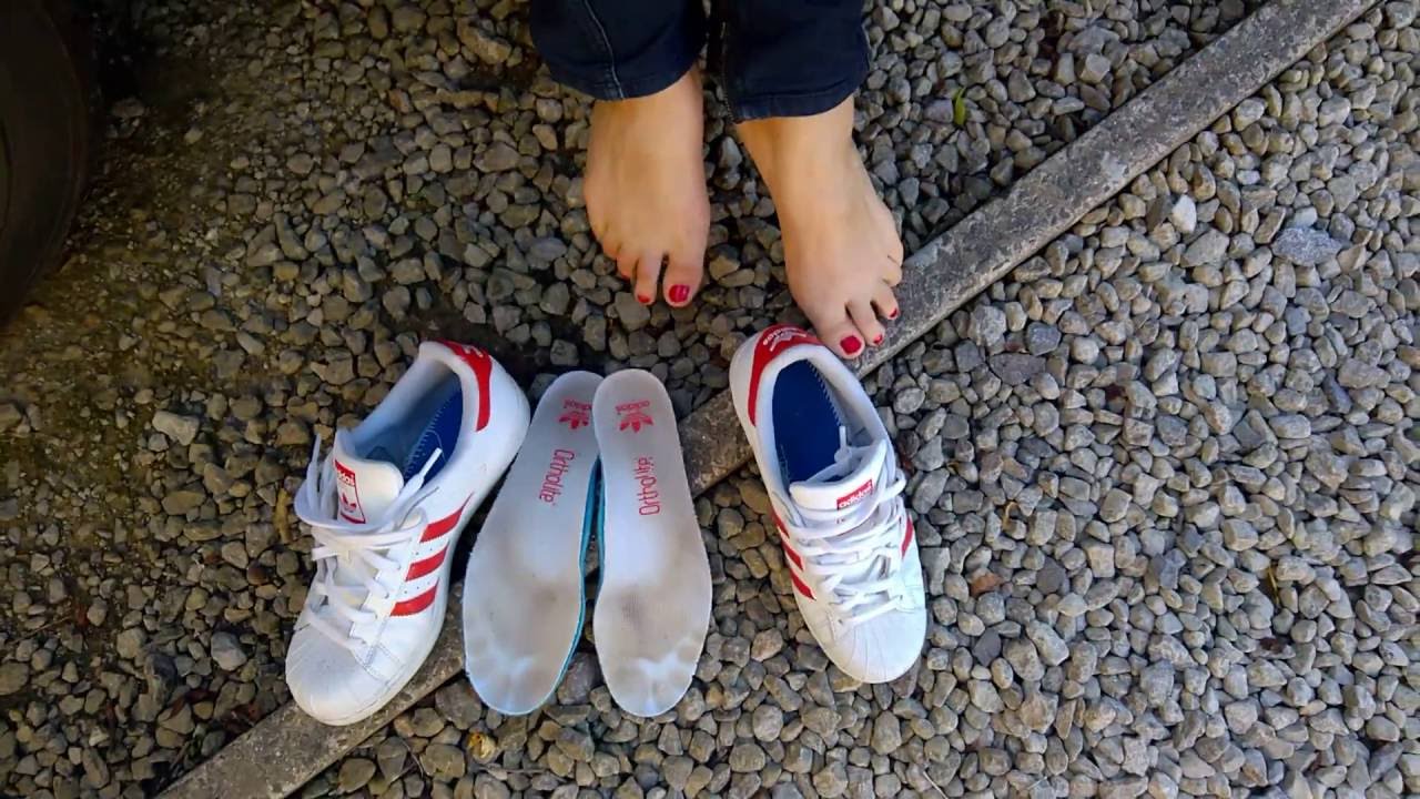 Her sockless, smelly Adidas Superstar show of - for sale!
