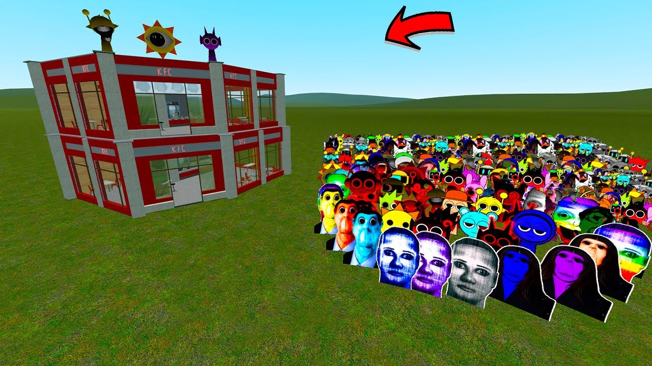 Rainbow Obunga Crushes Everything In Its Way! in Garry's Mod [Nexbot]