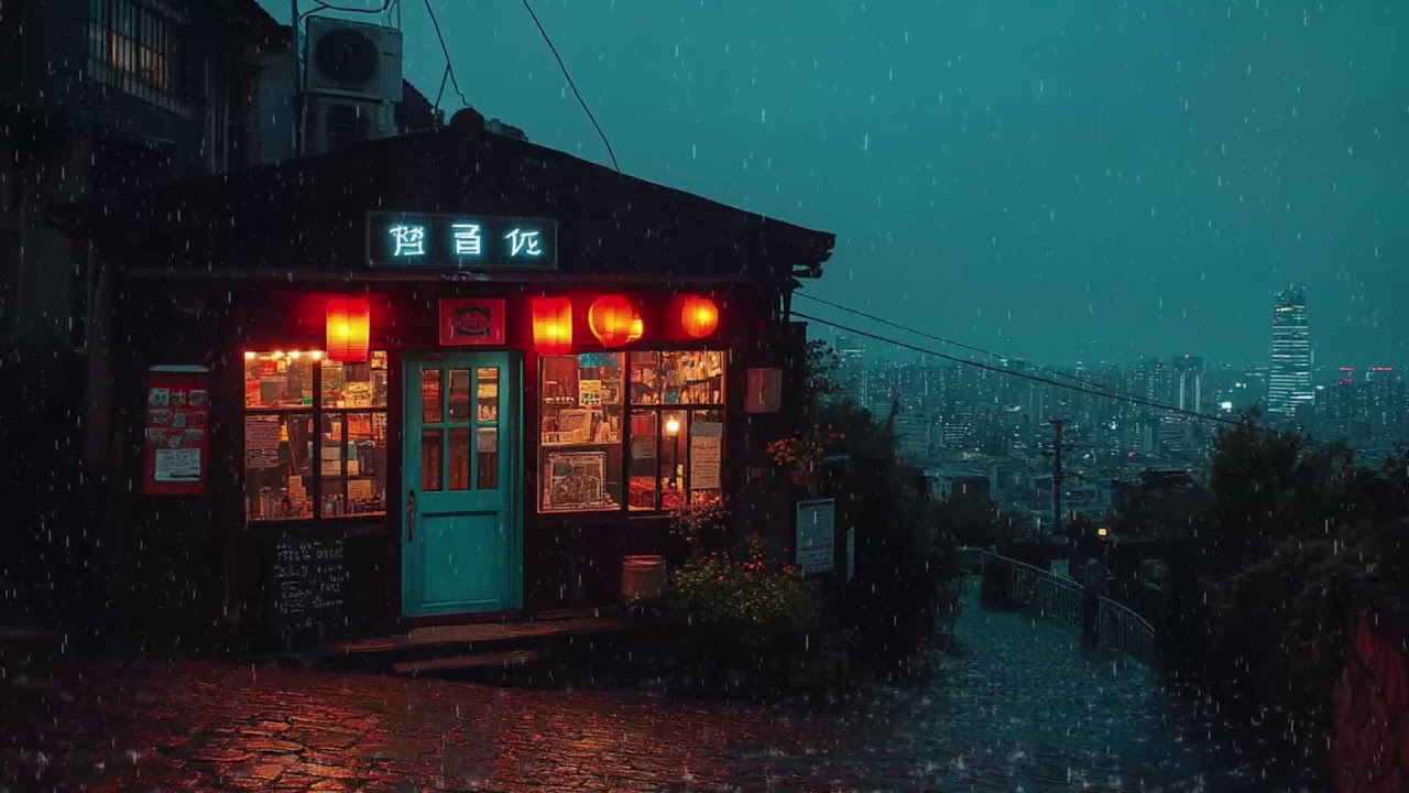 Rainy Japanese Alley with Cozy Lantern Light | Viral Night Lo-fi for Study, Sleep & Relax | 4K