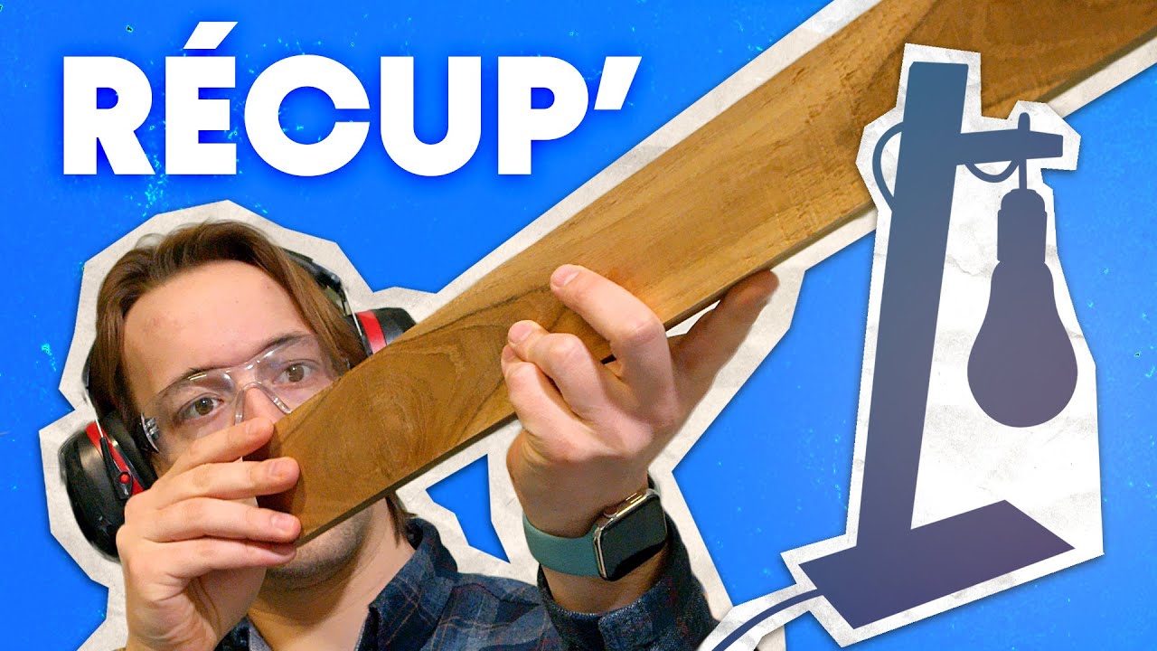 Cette lampe ne peut pas s'acheter ! C'est normal, elle est en DIY récupération/recyclage parquet.