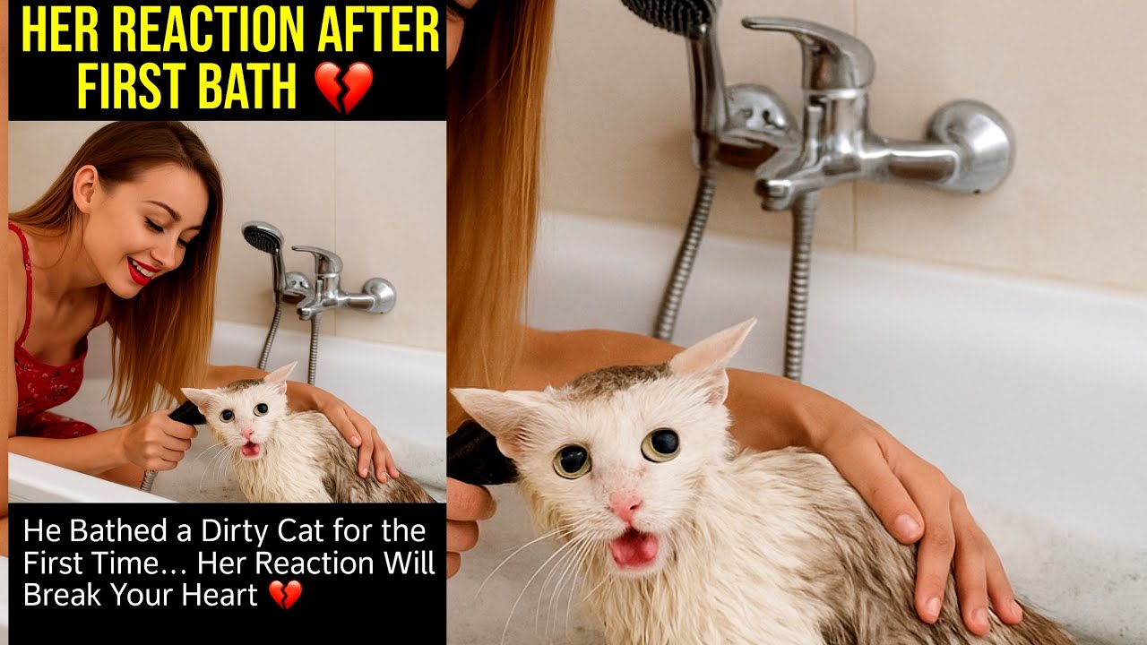 He Bathed a Dirty Cat for the First Time… Her Reaction Will Break Your Heart