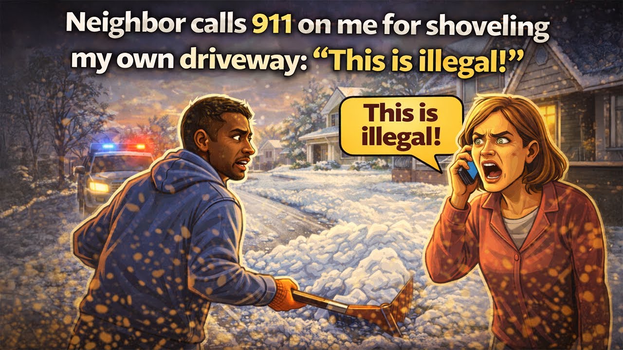 Neighbor calls 911 on me for shoveling my own driveway—then the truth comes out!