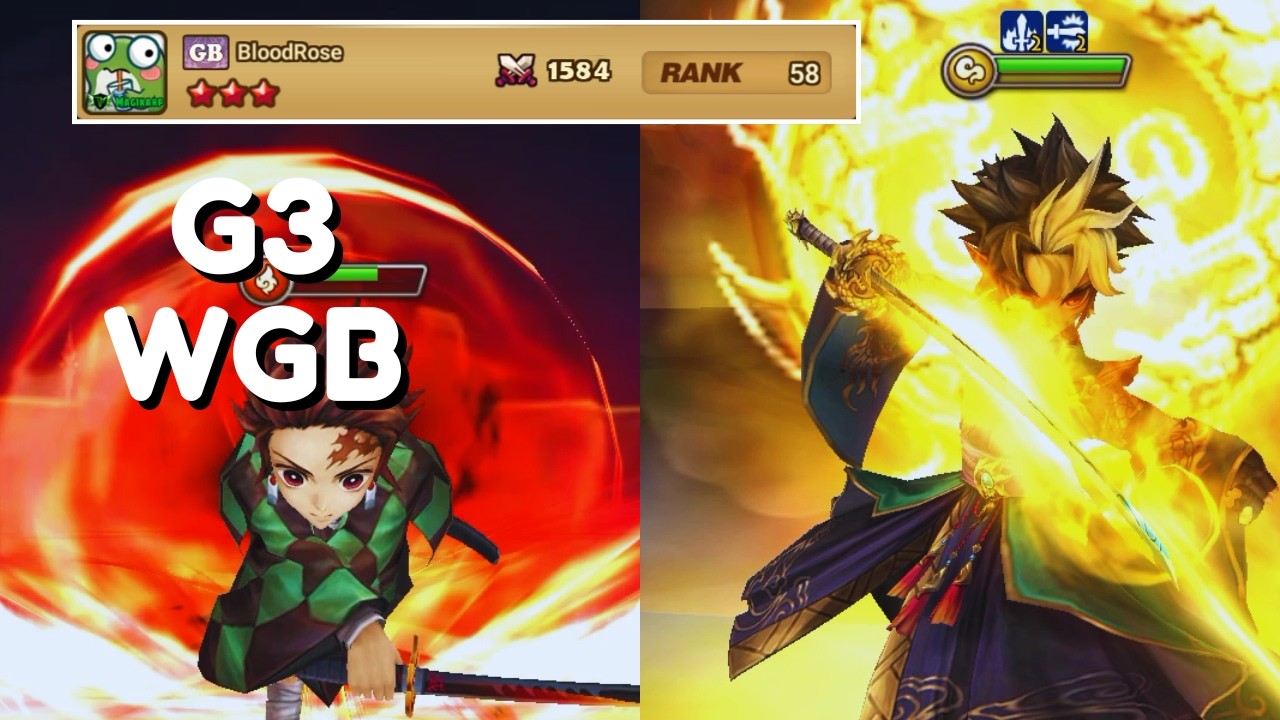 G3 WGB : BloodRose - Buffed Fire and Wind Tanjiro Be Demon Slaying Akaza! - Summoners War