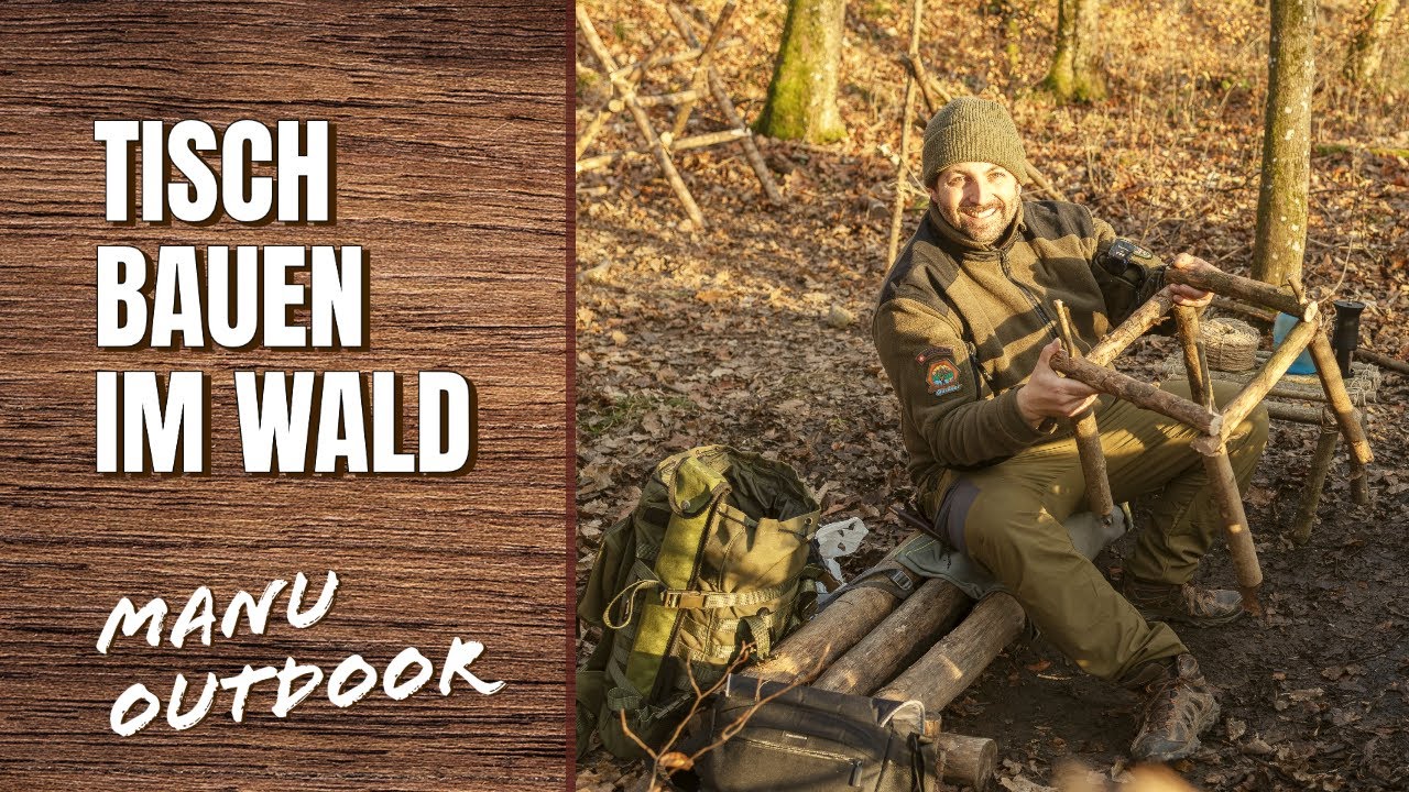 Bushcraft:Tisch bauen im Wald mit Holzborer